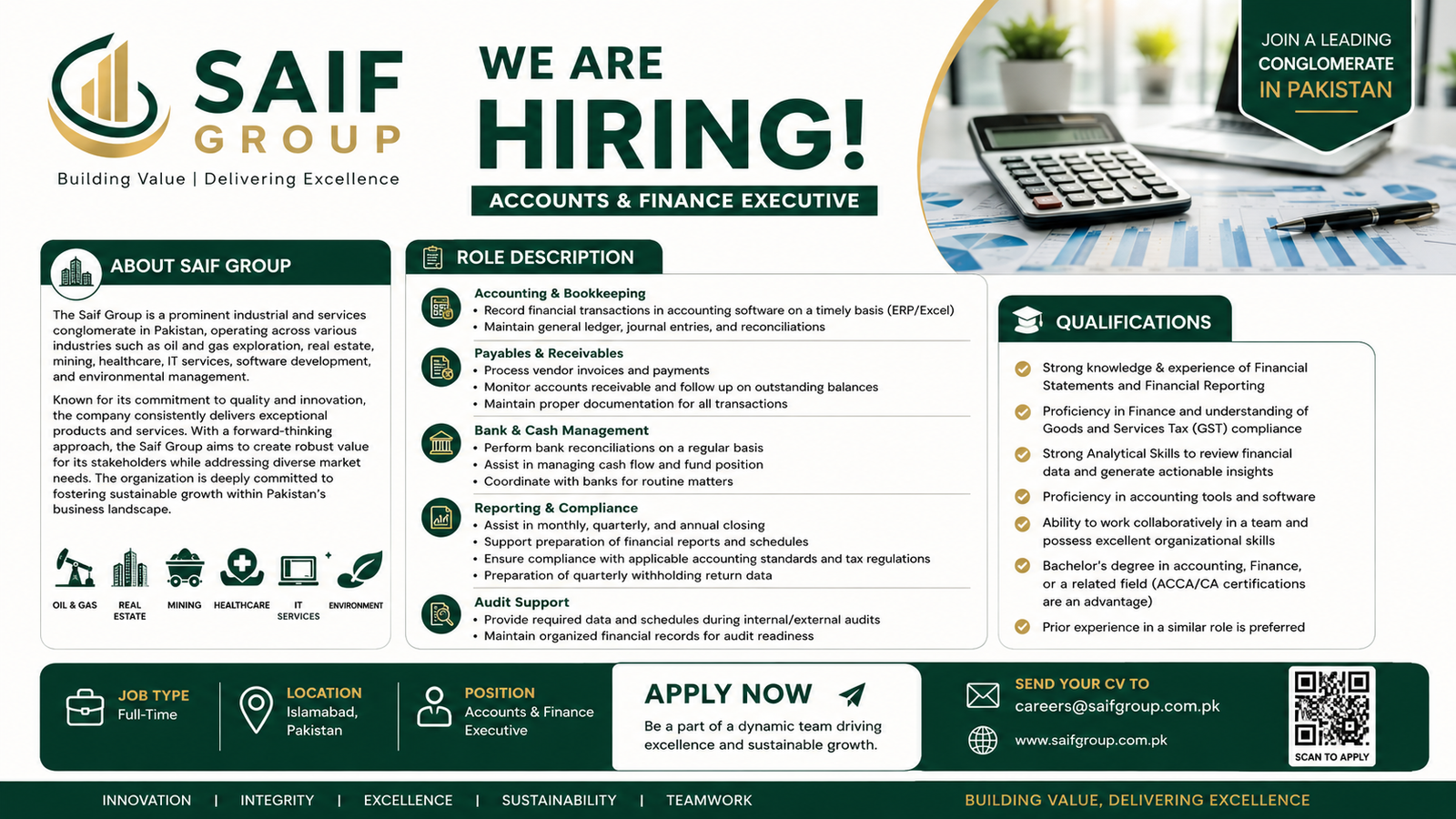Saif Group Jobs 2026 in Islamabad – Accounts & Finance Executive Apply Online