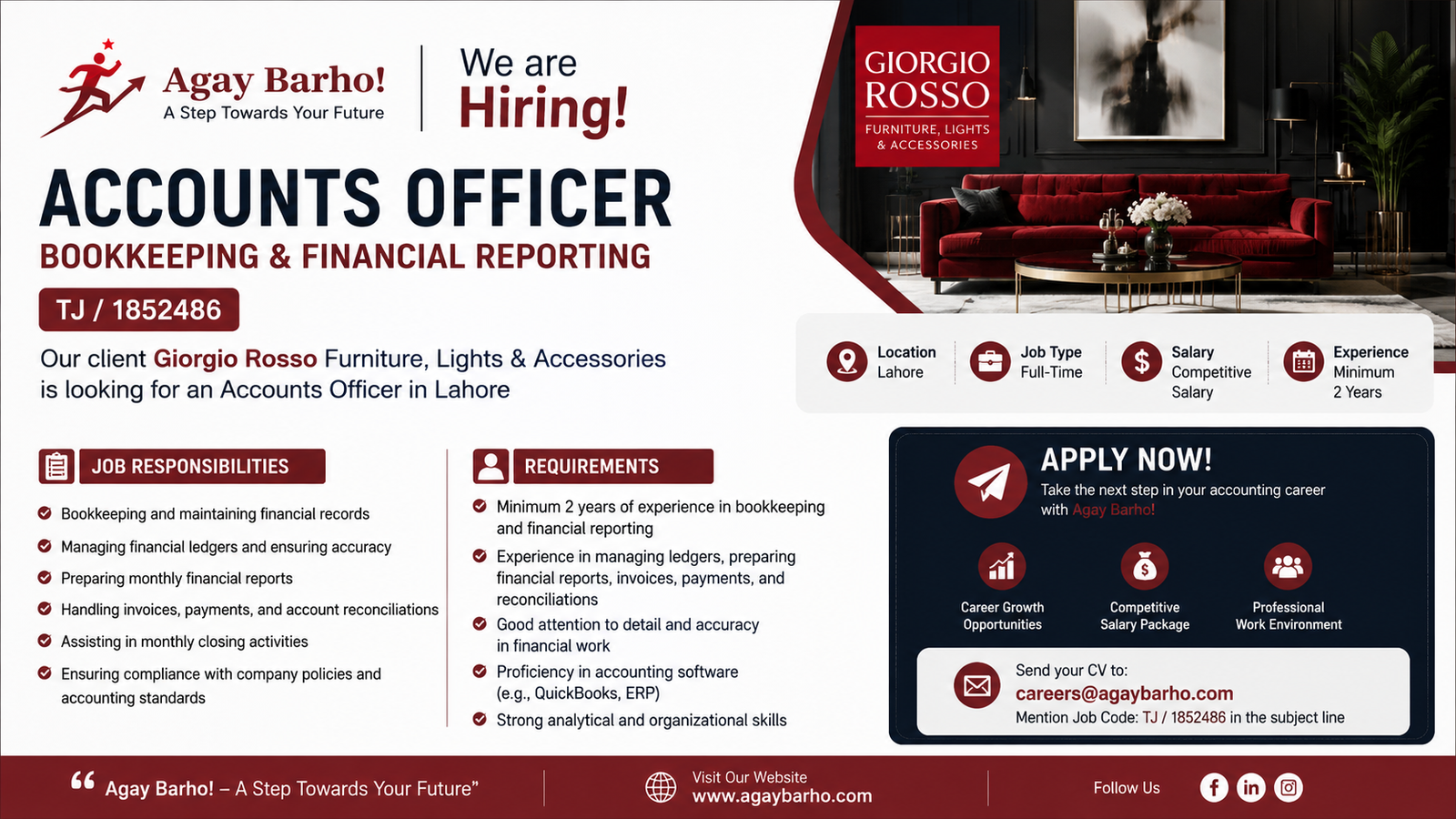 🚀 Accounts Officer Job in Lahore 2026 | Bookkeeping & Financial Reporting Opportunity