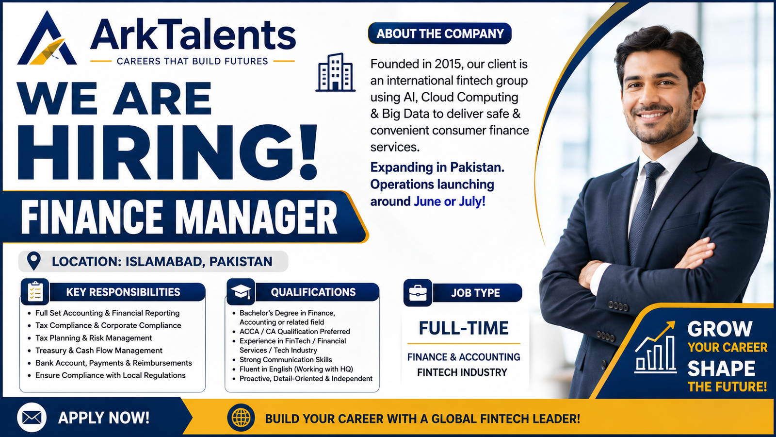 Finance Manager Jobs in Islamabad 2026 | FinTech Accounting Careers at ArkTalents