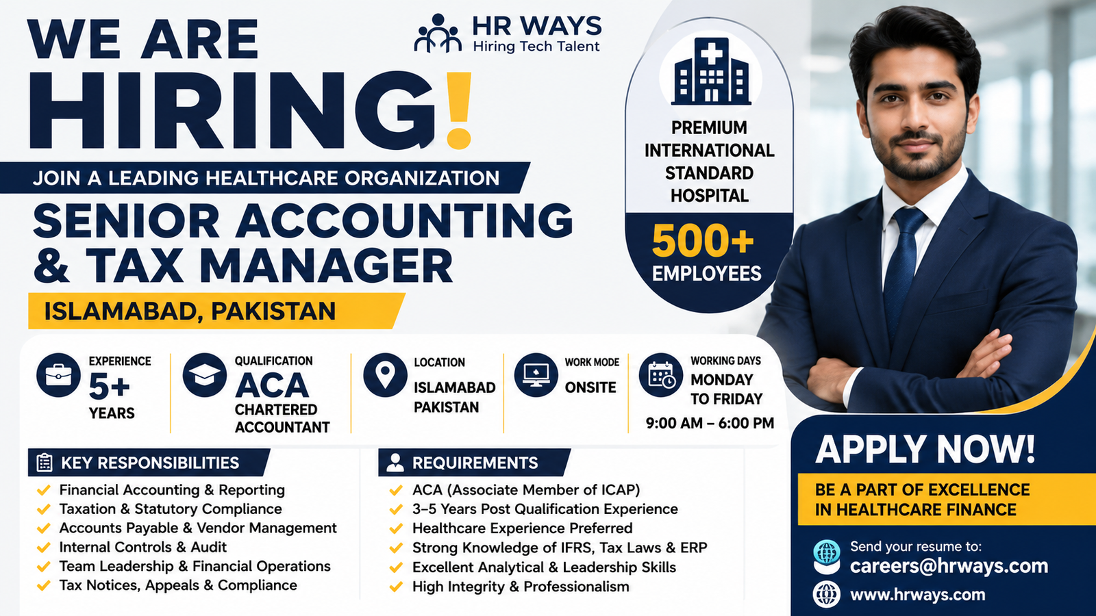Senior Accounting & Tax Manager Jobs in Islamabad 2026 | ACA Finance Careers Pakistan