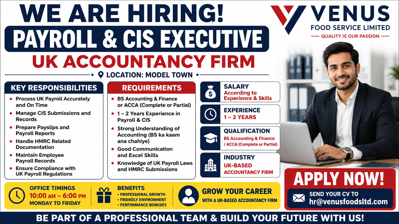 Payroll & CIS Executive Jobs in Model Town 2026 | UK Accountancy Firm Hiring