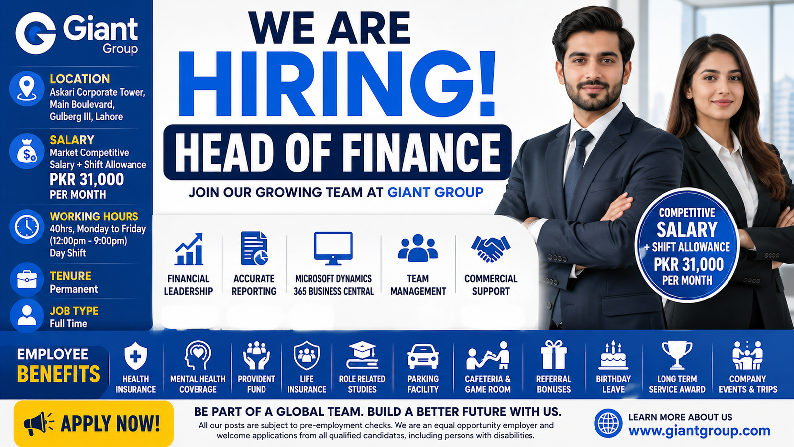 Head of Finance Jobs in Lahore 2026 | Giant Group Careers for ACCA & CA Professionals