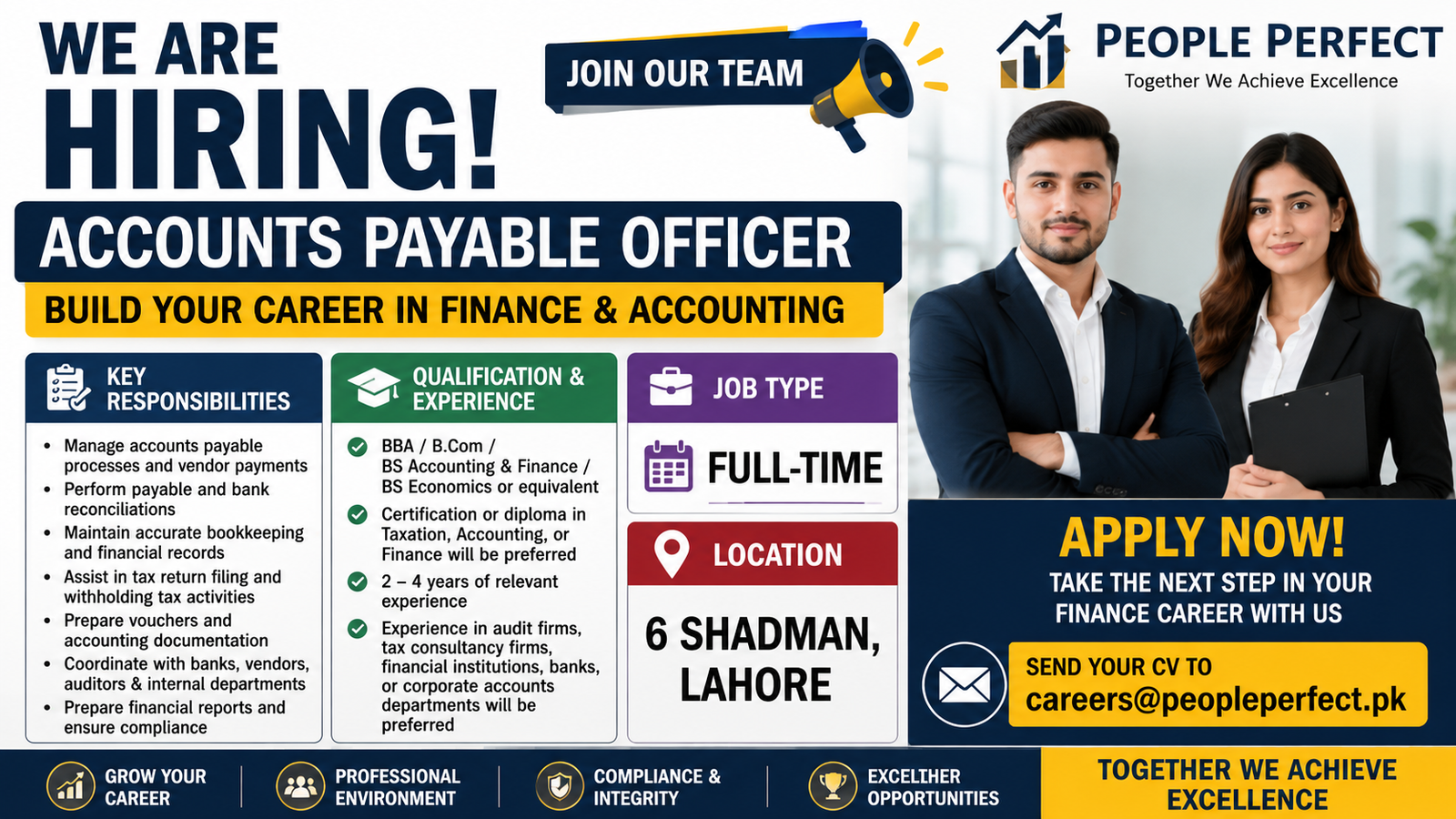 Accounts Payable Officer Job in Lahore 2026 | Finance & Accounting Jobs Pakistan